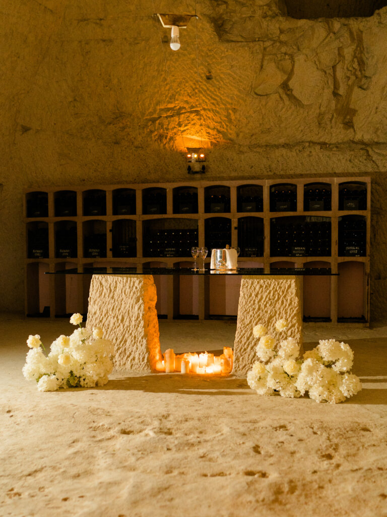 Ruinart Champagne House proposal setup